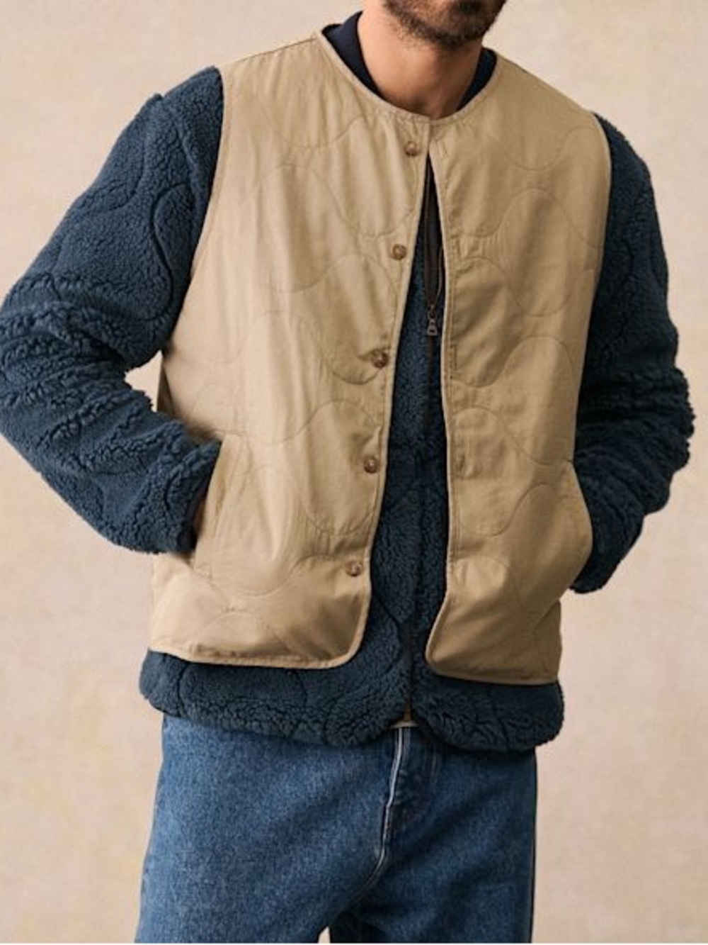 NWOT Octobre Éditions IBoxer Jacket Vest Cotton Beige Size L